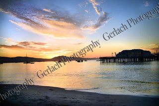 Beach and Wharf Sunrise Wood